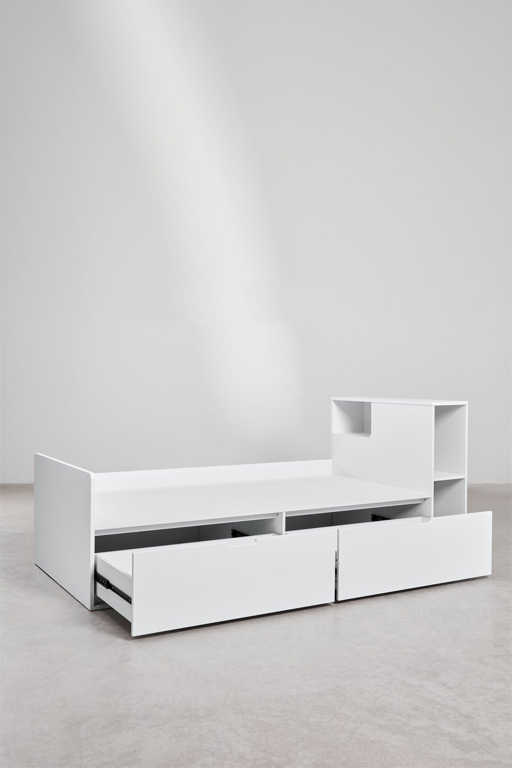 Bed for 90x190 cm mattress with 2 drawers in MDF Janete, gallery image 4