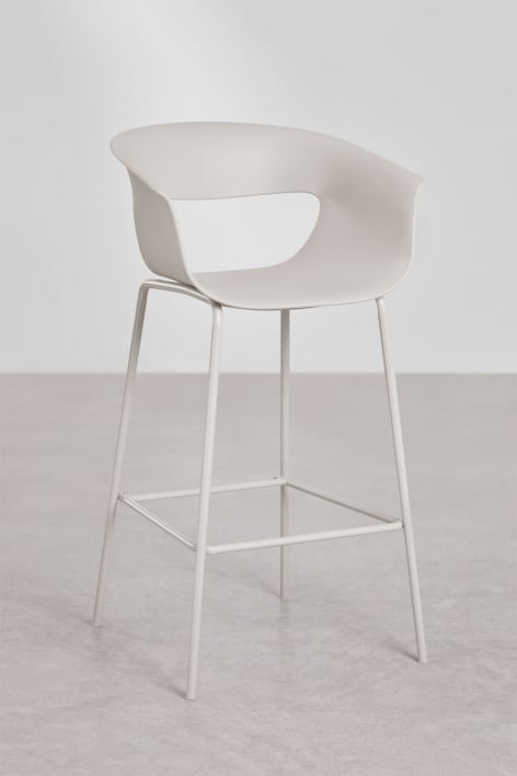 High stool 75 cm in polypropylene and greyish white iron Alanys - Greyish white