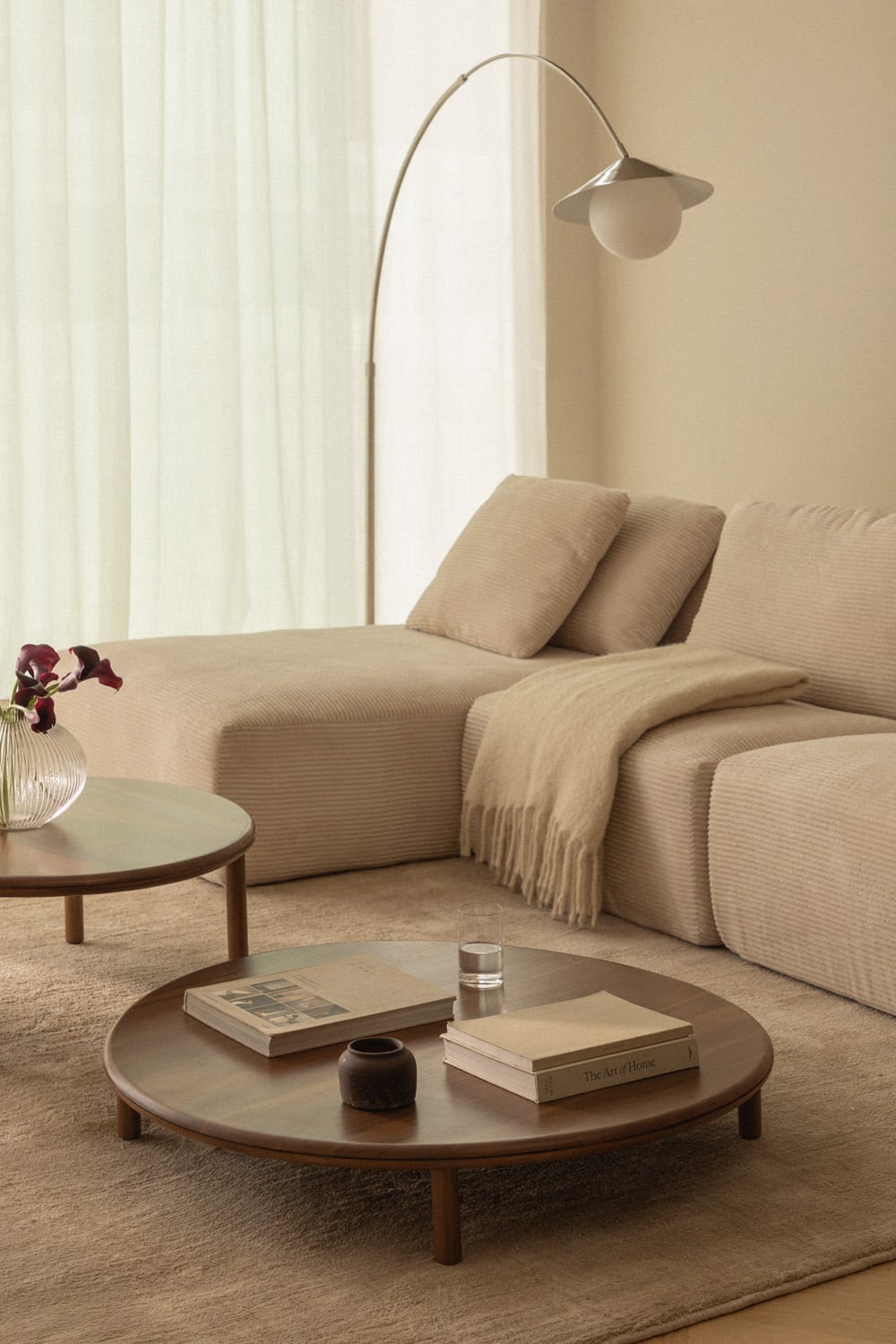 Olivia round acacia wood coffee table, gallery image 1