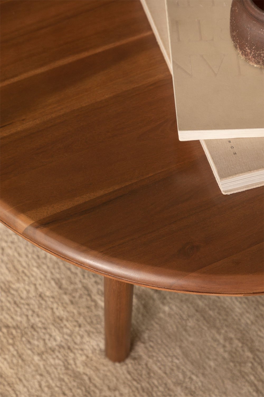 Olivia round coffee table in acacia wood, gallery image 2
