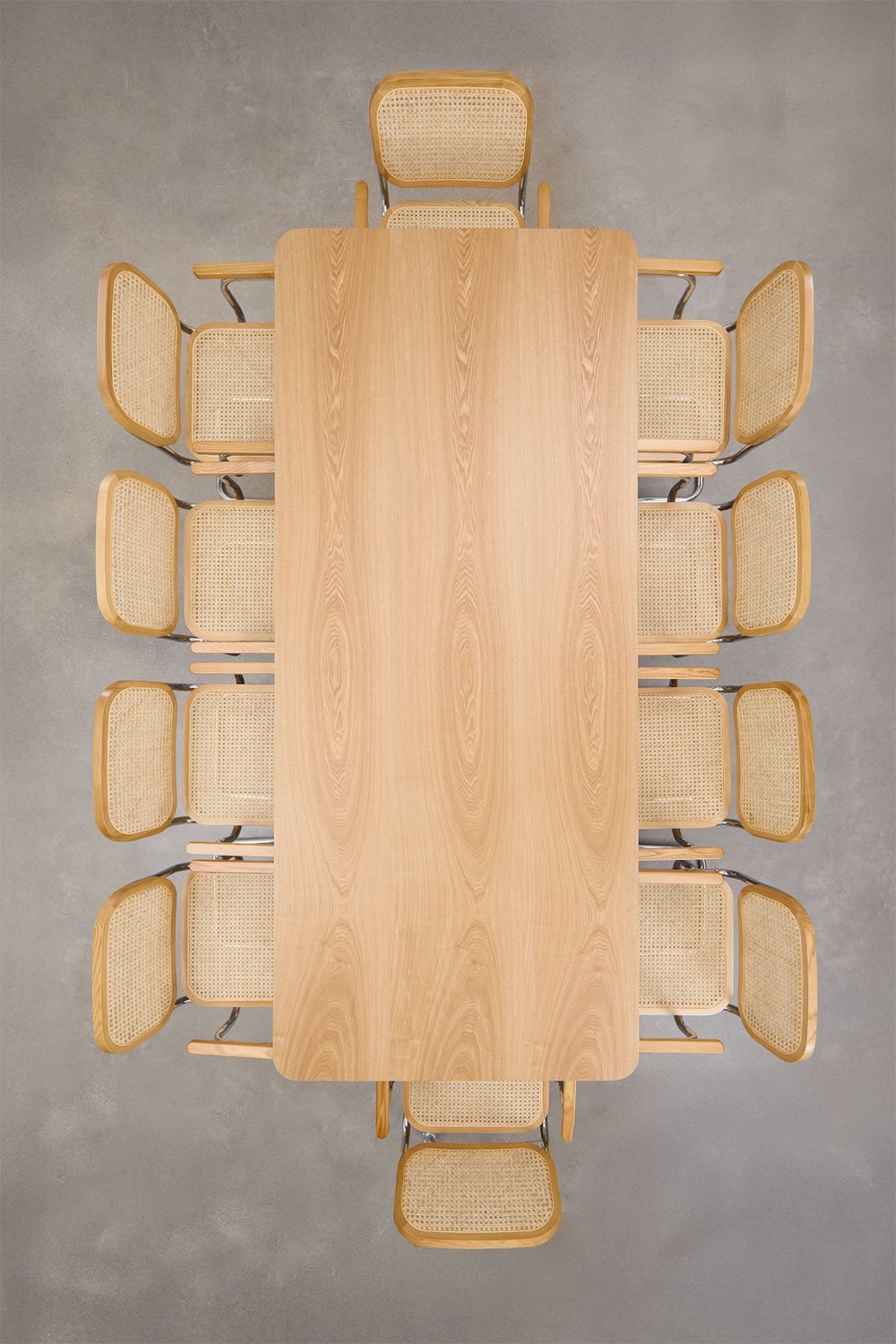 Rectangular dining set 240x100 cm in MDF and stainless steel and 10 dining chairs with armrests Tento, gallery image 4