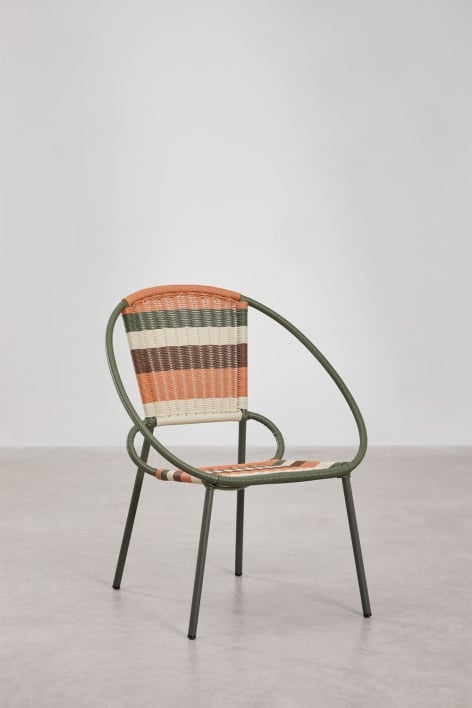 Stackable chair in steel and synthetic wicker Texas - Army Green
