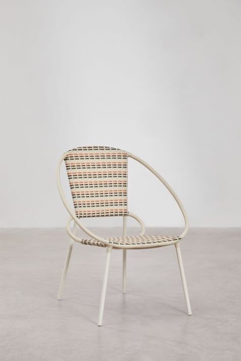 Maryland stackable armchair in steel and synthetic wicker - Beige Cream