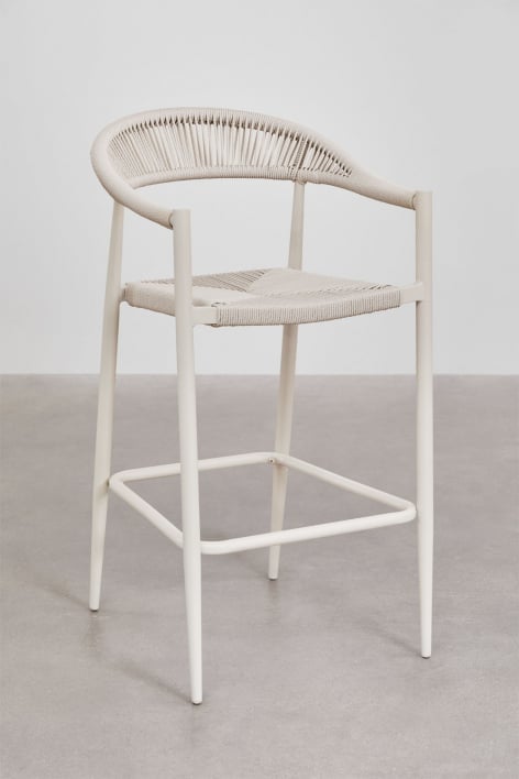 Pack of 4 high stools in aluminium and braided rope Amatria