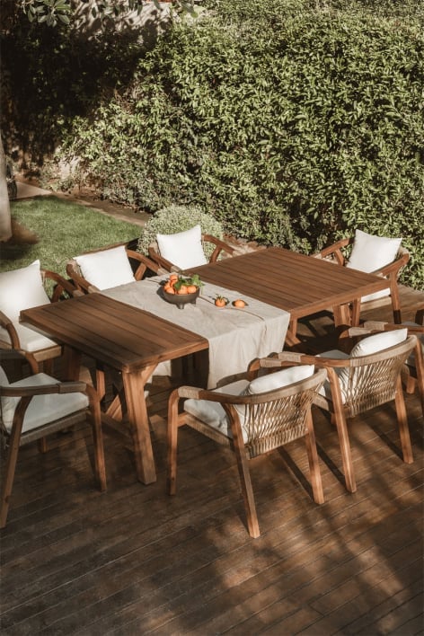 Rectangular garden table 200-260-320x100 cm extendable in Dubai acacia wood - Dark Acacia Brown