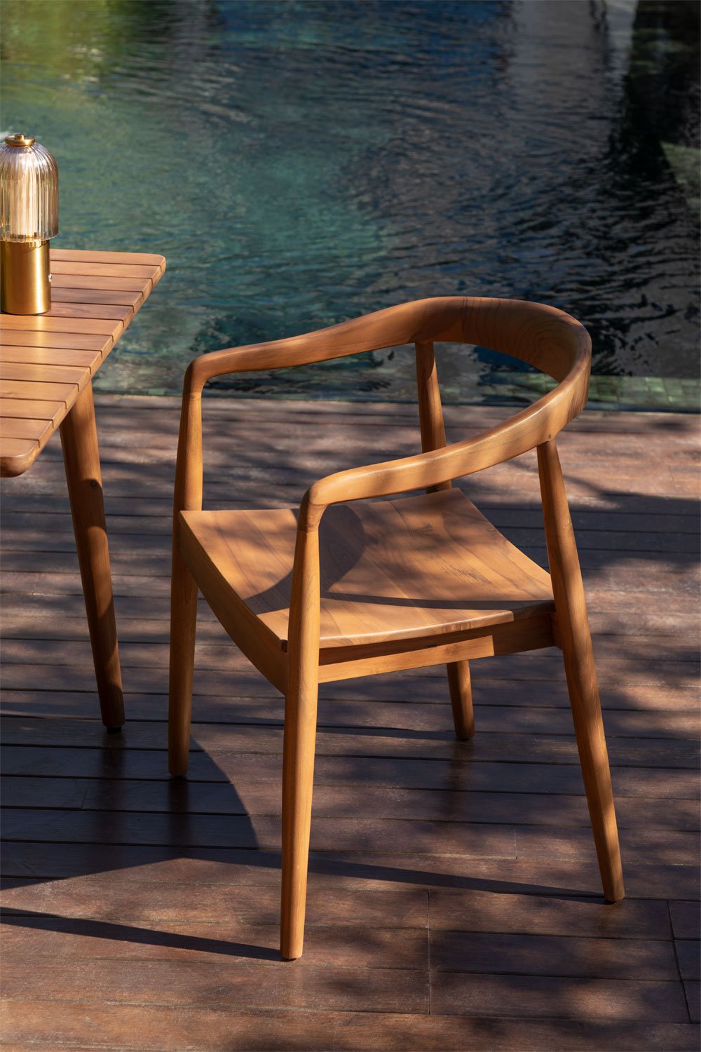 Pack of 4 Rokan teak wood garden chairs, gallery image 1