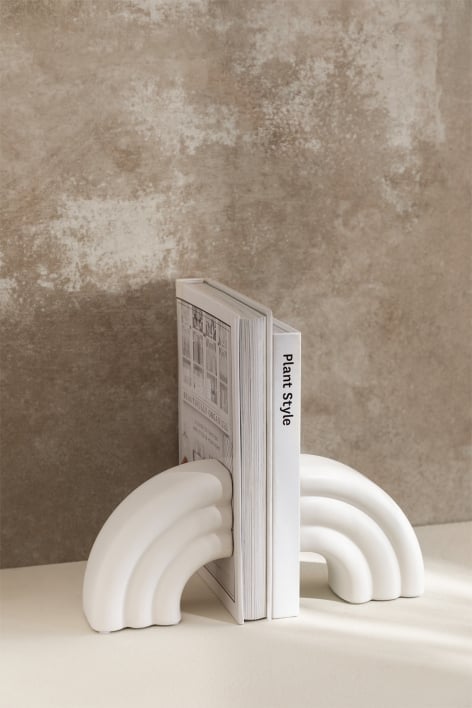 Set of 2 Aldrin cement bookends - White