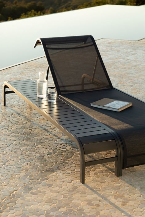 Marietta steel sun lounger side table