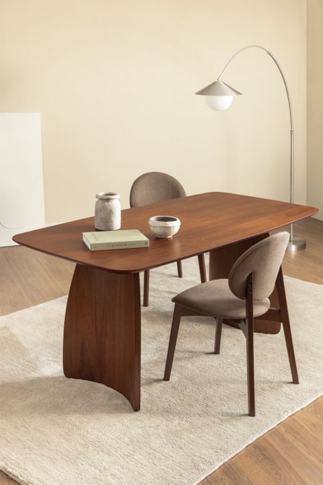 Rectangular dining table 180x90 cm in MDF with walnut veneer Luanda