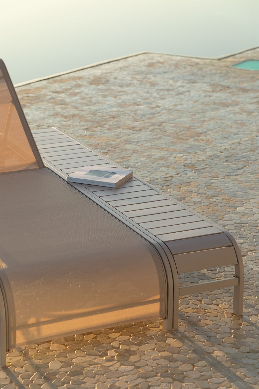 Marietta steel sun lounger side table, gallery image 1