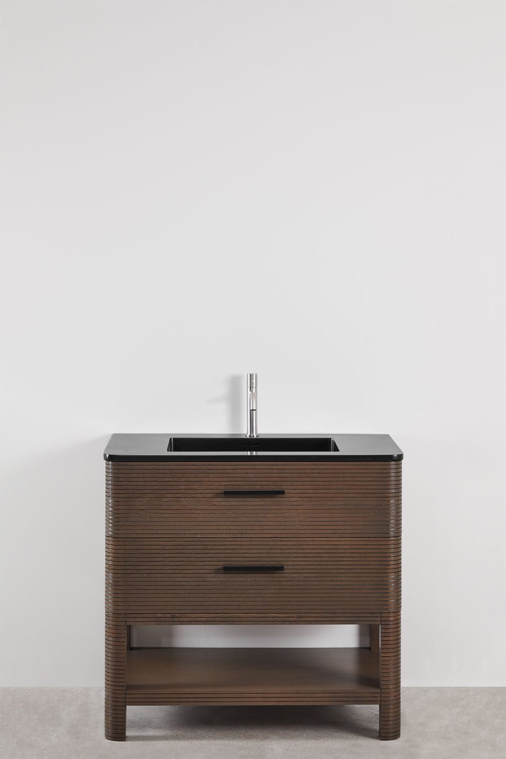 Bathroom furniture set in wood with integrated sink Misene, gallery image 2
