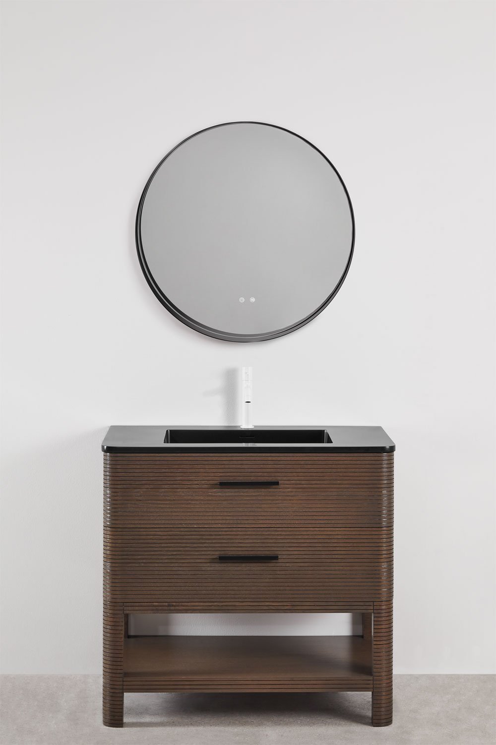Bathroom furniture set in wood with integrated sink Misene, gallery image 2