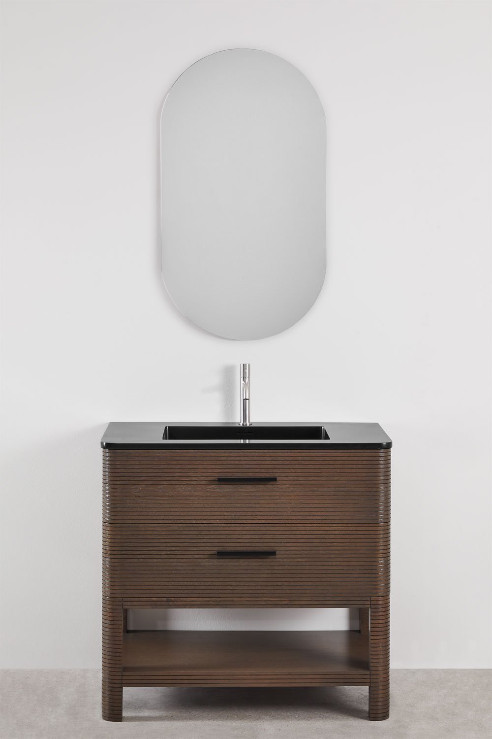 Bathroom furniture set in wood with integrated sink Misene, gallery image 2