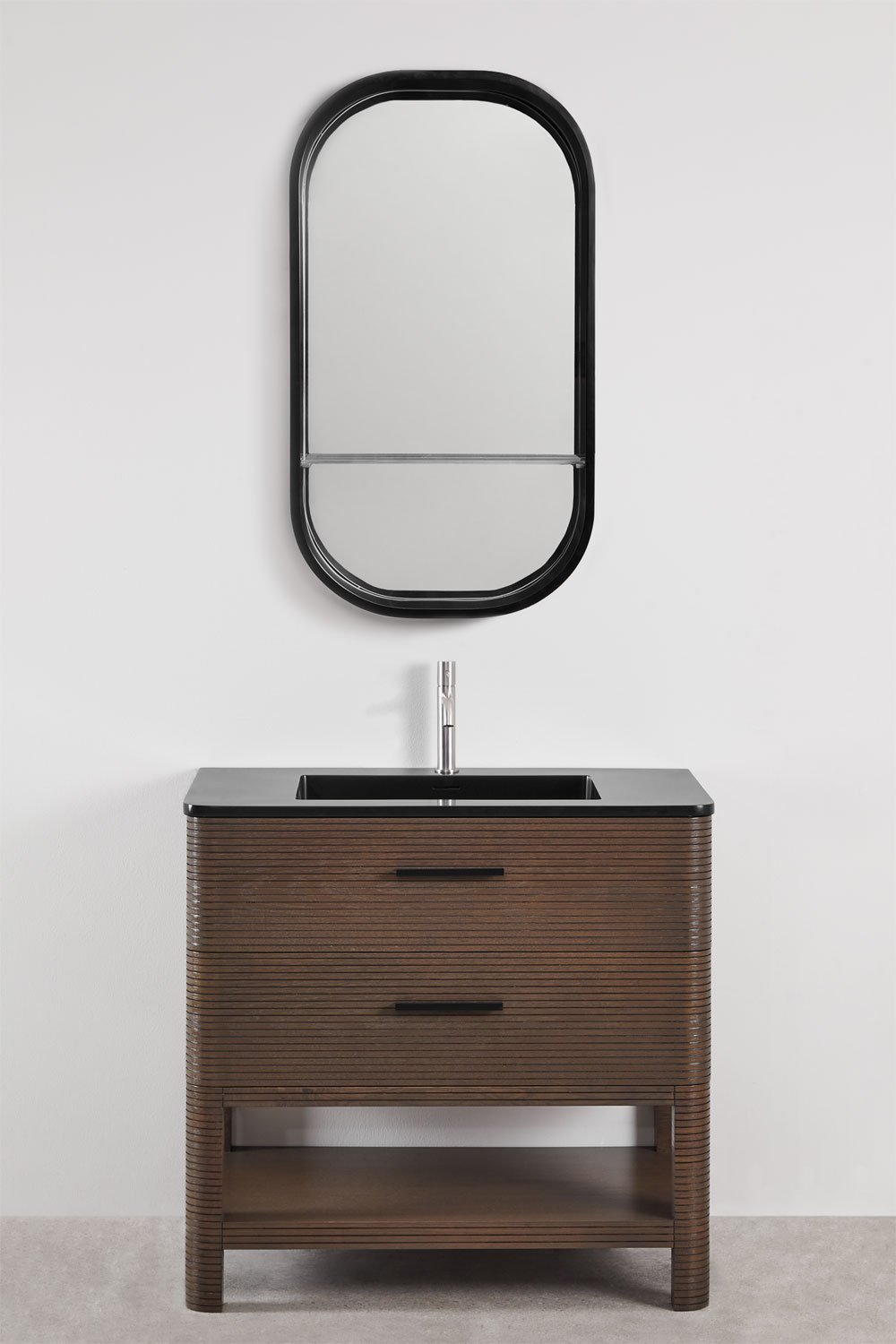 Bathroom furniture set in wood with integrated sink Misene, gallery image 2