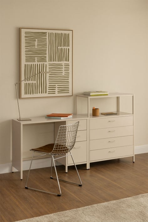 Janine steel desk and drawer set - Tapioca Beige