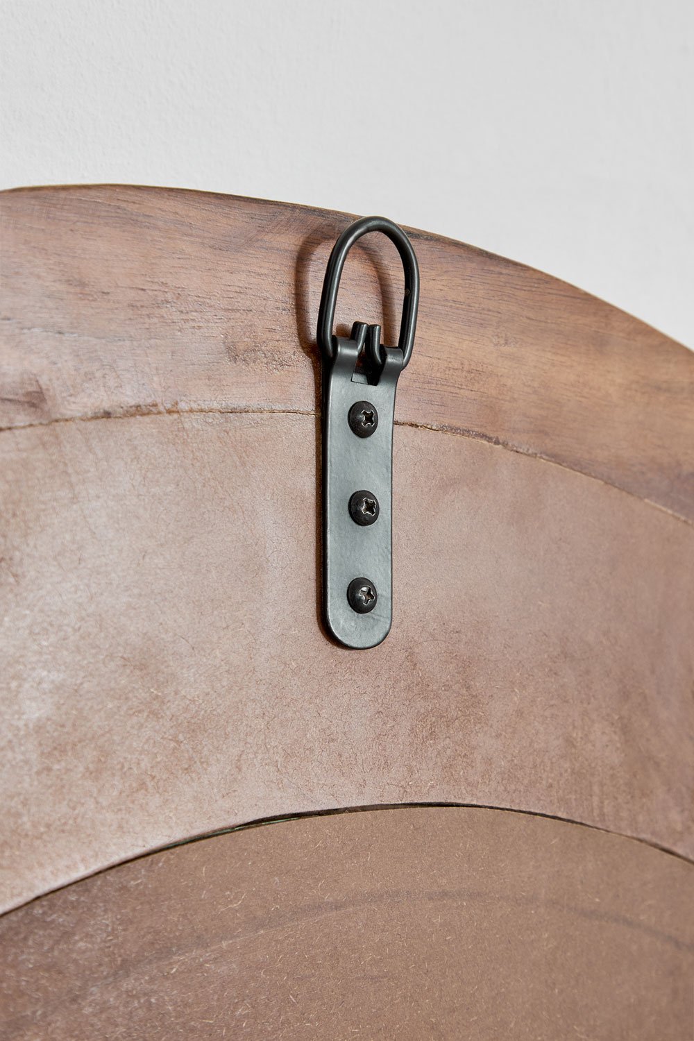 Round wall mirror in recycled wood Ø90 cm Malbork, gallery image 7