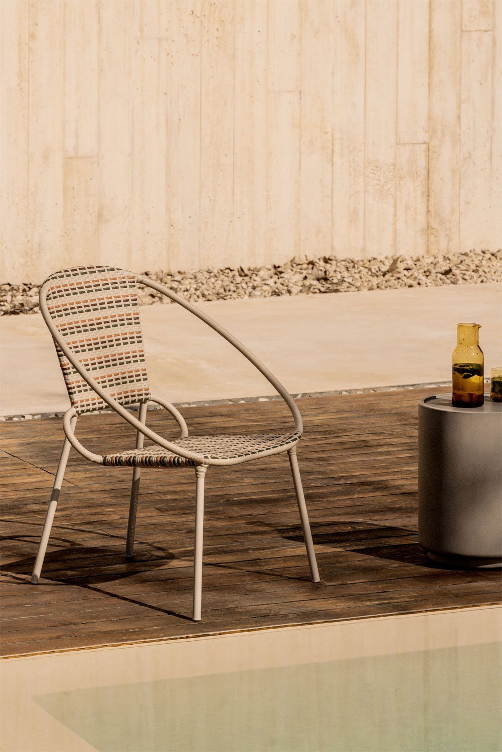 Pack of 2 stackable garden chairs in steel and synthetic wicker Maryland, gallery image 1