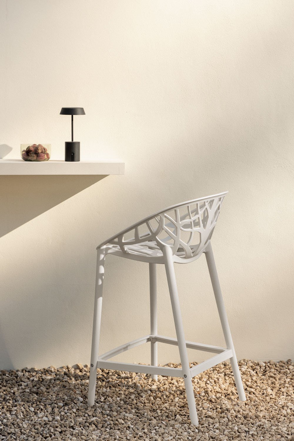 2-Pack high stools 65 cm in tapioca beige polypropylene Ores, gallery image 1