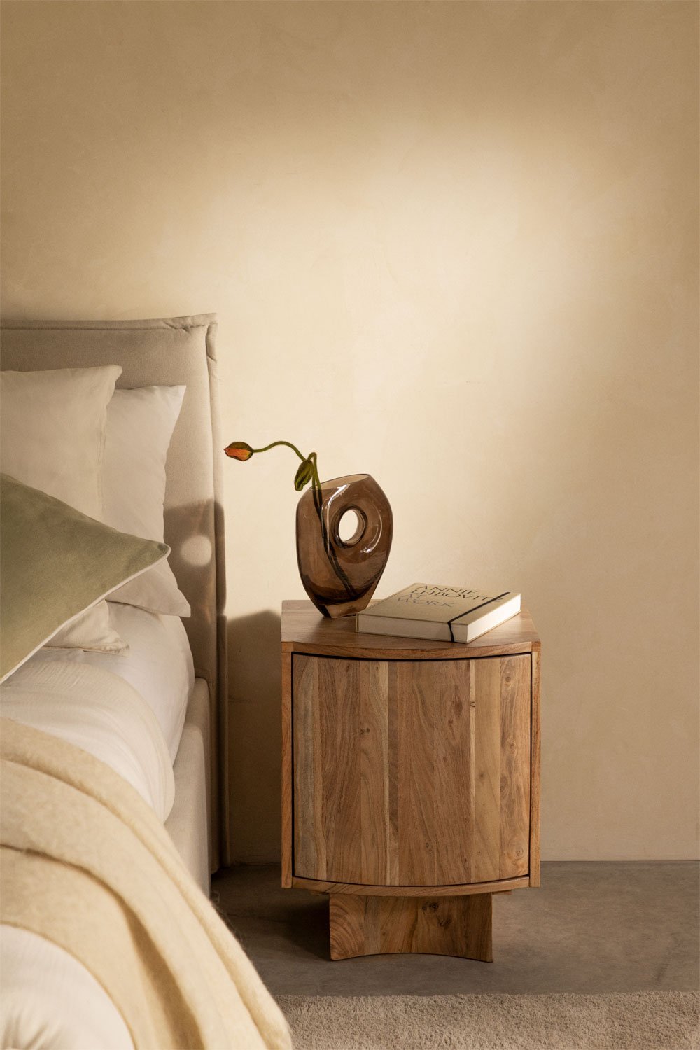 Atlanta wood bedside table 40x35 cm, gallery image 1