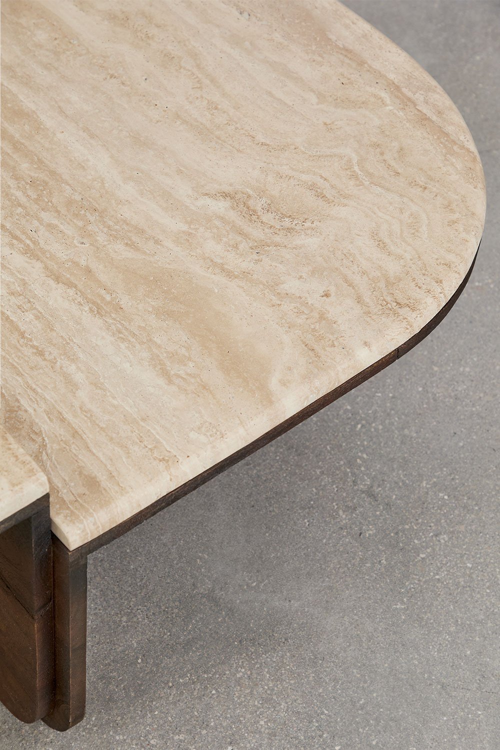 Clotsh 90x90 cm coffee table in natural stone and mango wood, gallery image 8