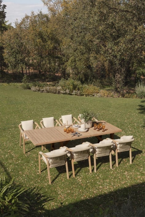 Rectangular garden table 200-260-320x100 cm extendable in Dubai acacia wood