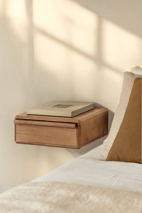 Floating bedside table 40x30 cm in Nordilan acacia wood