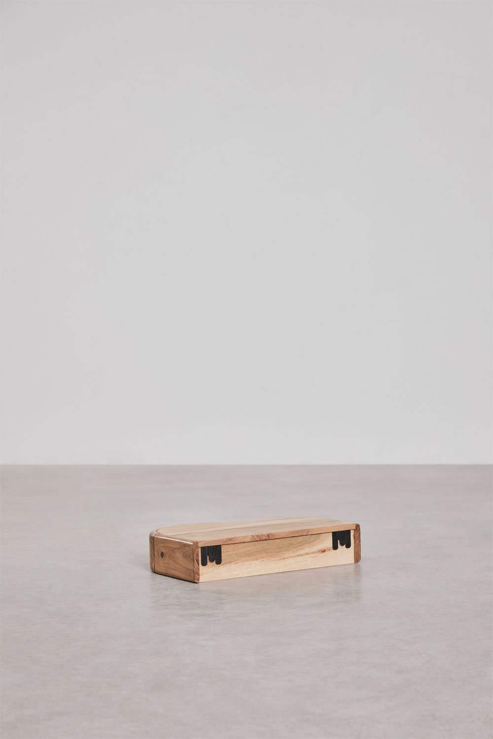 Nireimi acacia wood wall shelf with storage, gallery image 7