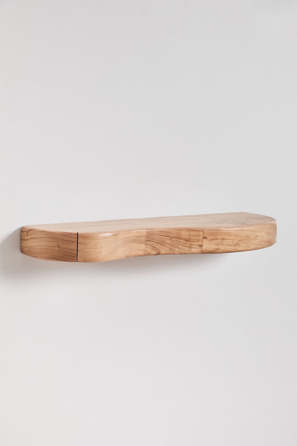 Nireimi acacia wood wall shelf with storage, gallery image 3