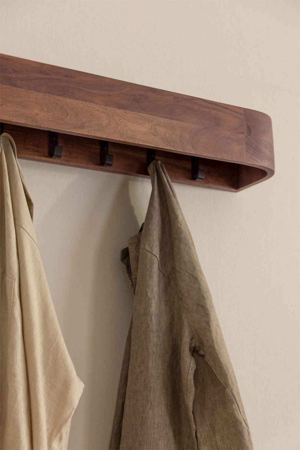 Acacia Wood Wall Coat Rack Frigia, gallery image 2