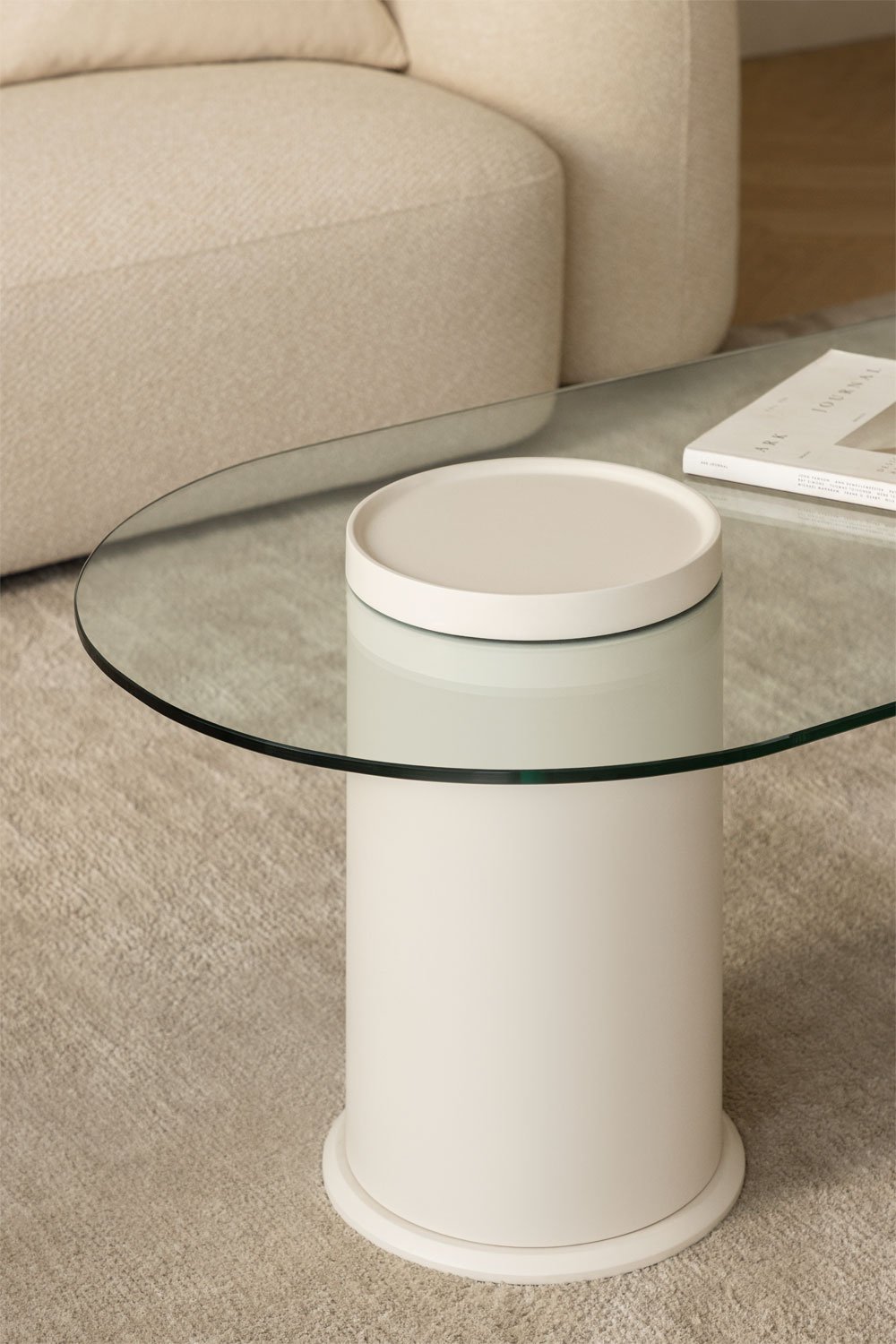 Coffee table 120x60 cm in tempered glass Soloy, gallery image 2