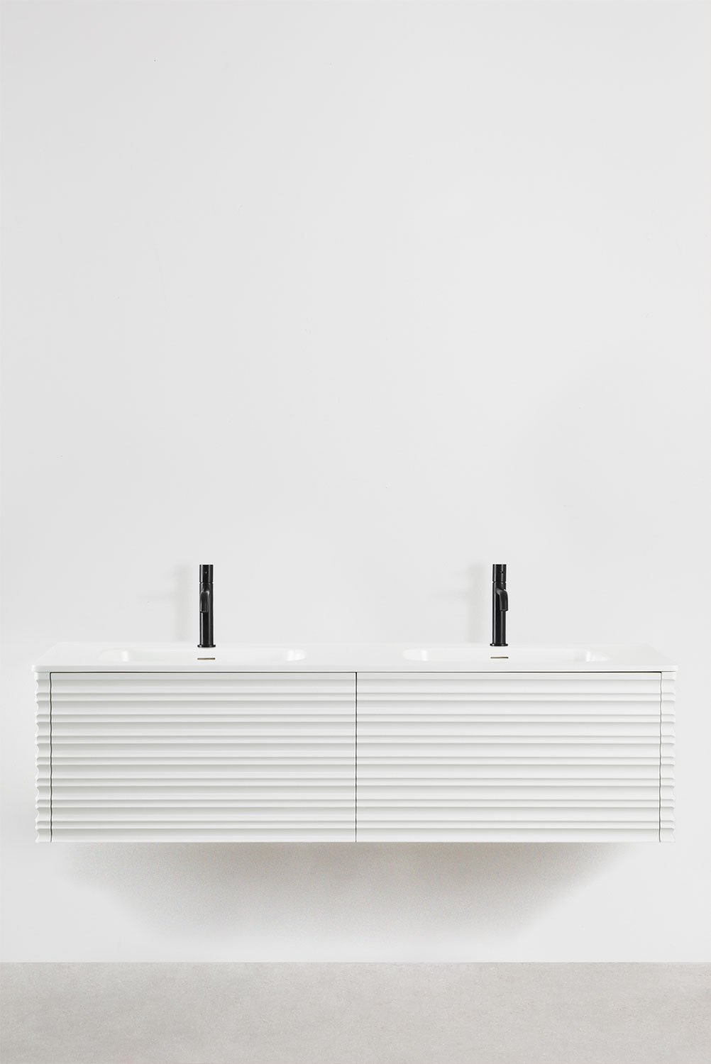 Noura wooden bathroom furniture set with integrated sinks, gallery image 1