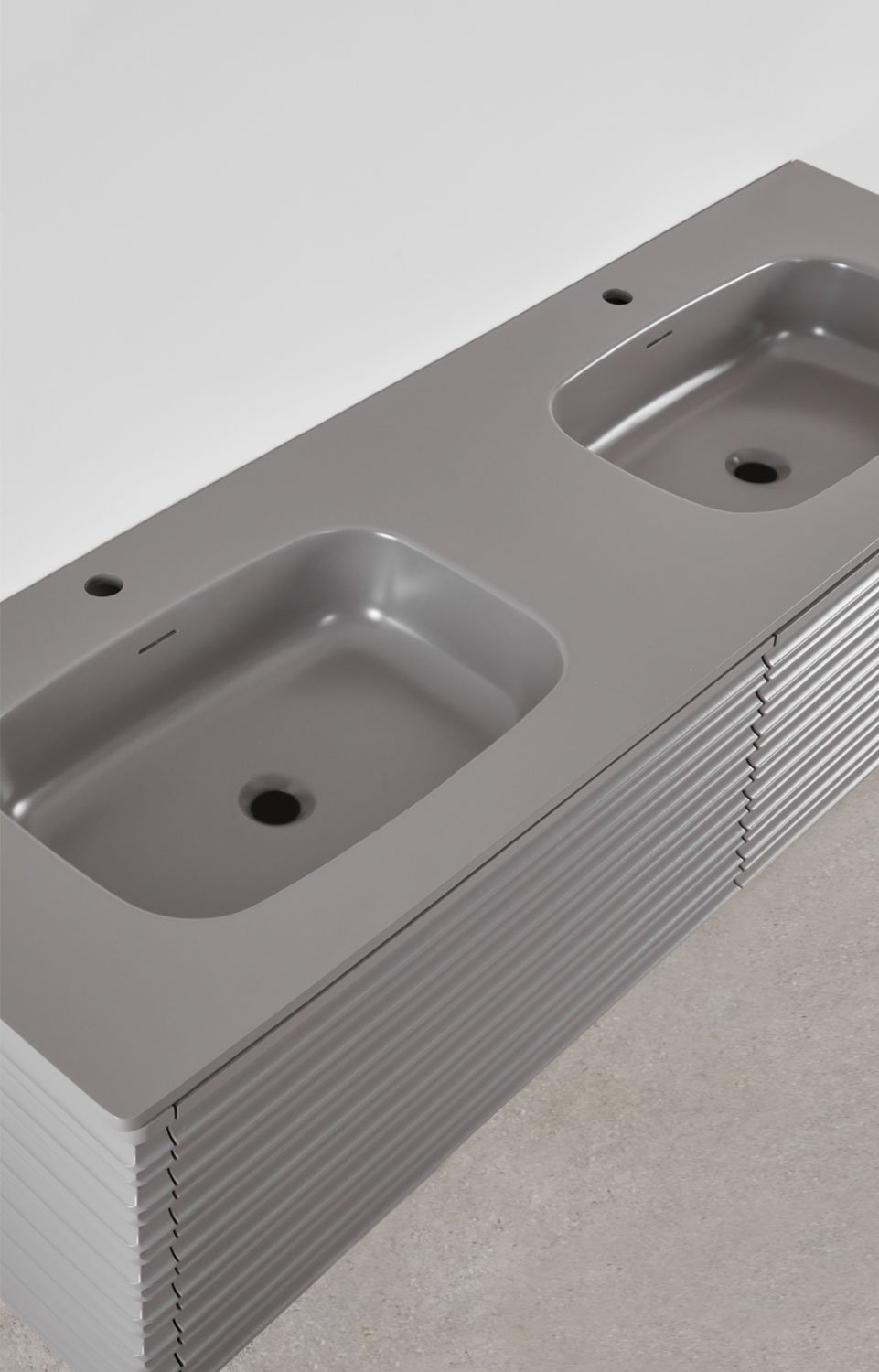 Suspended wooden bathroom furniture set with integrated sinks Noura, gallery image 4