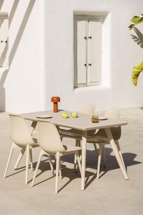Rectangular table set 135x80 cm and 4 garden chairs in Scand polyethylene