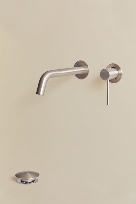 Orveta brass built-in basin faucet set and Click-Clack basin waste valve in stainless steel and brass