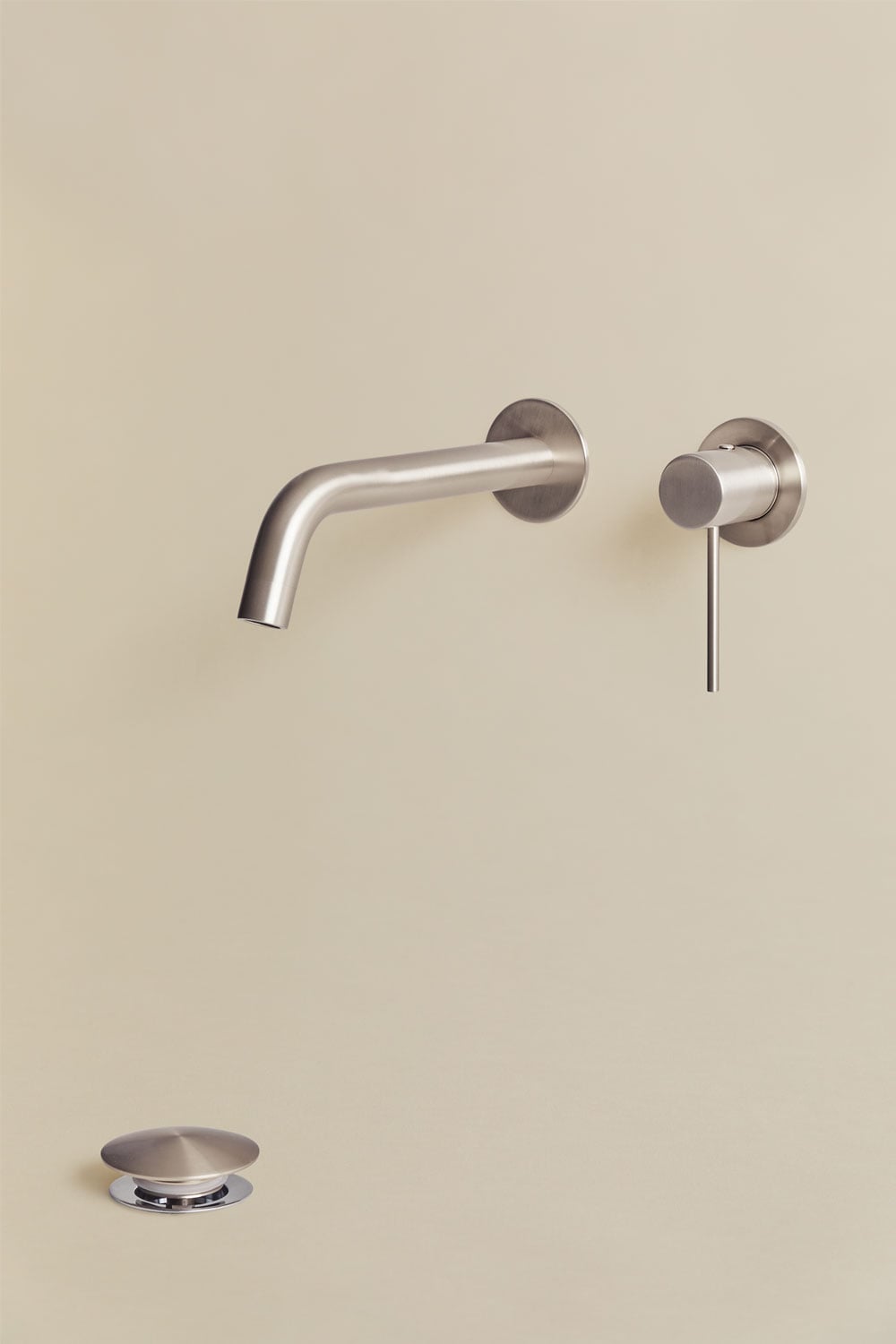 Orveta brass built-in basin faucet set and Click-Clack basin waste valve in stainless steel and brass, gallery image 1