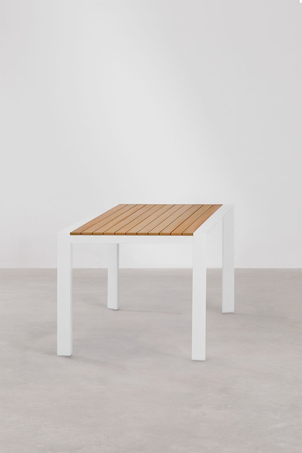 Archer Classic Rectangular Wood and Aluminum Table Set (160x90 cm) and 6 Ores Stackable Garden Chairs, gallery image 3