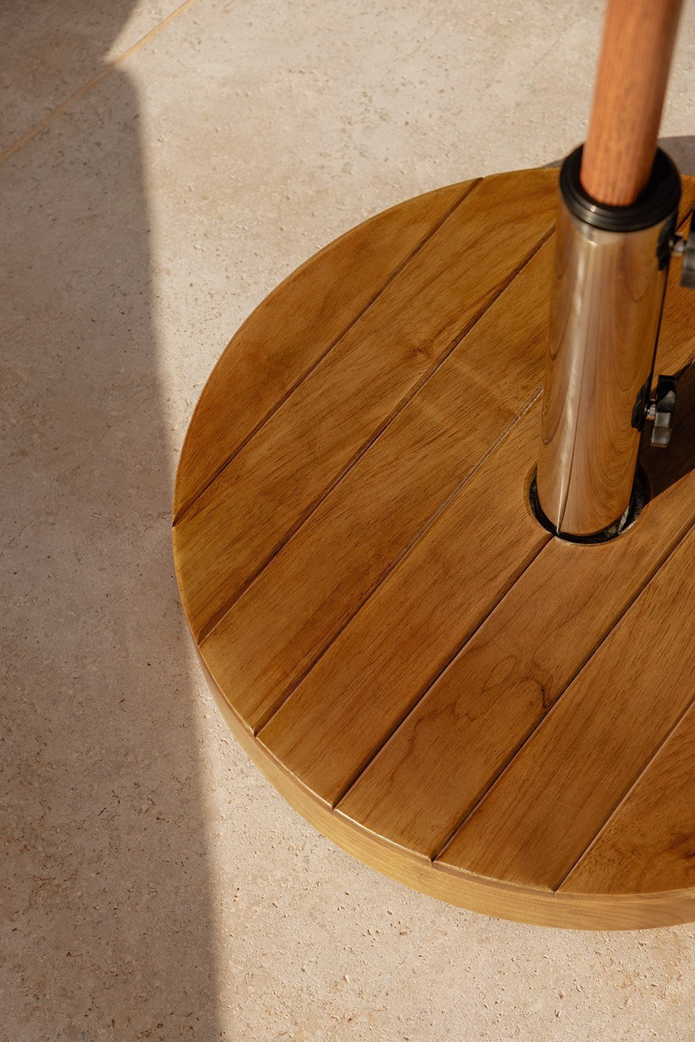 Round umbrella base Ø50 cm in Canco wood, gallery image 2