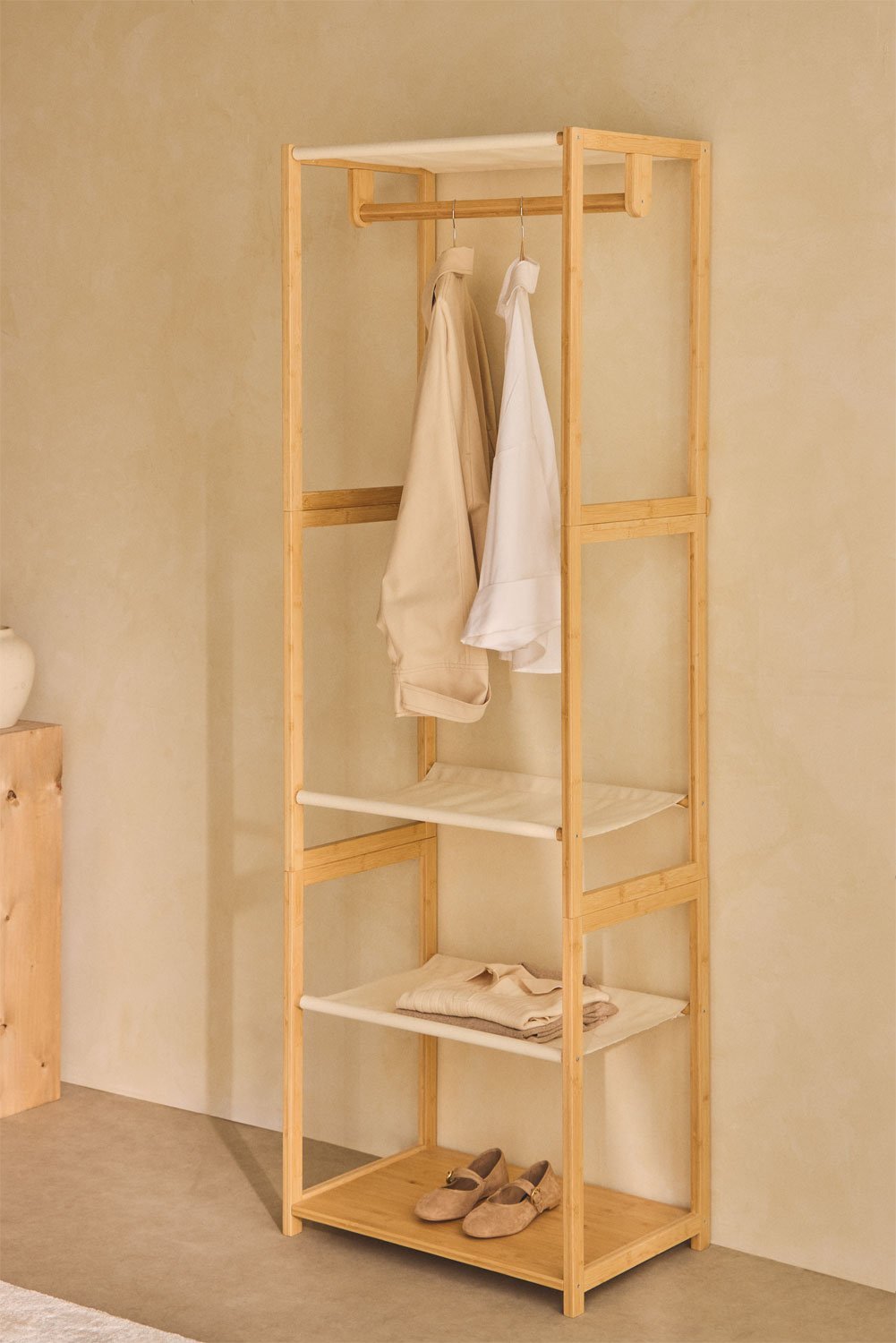 Deneb open wardrobe with bamboo shelves, gallery image 1