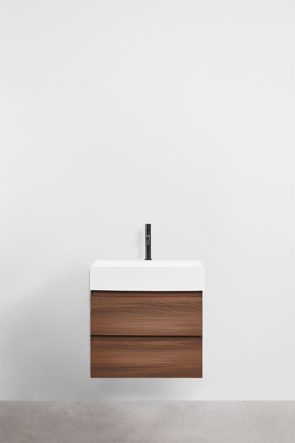 Bathroom furniture set in wood and ash veneer with integrated Ona washbasin, gallery image 2