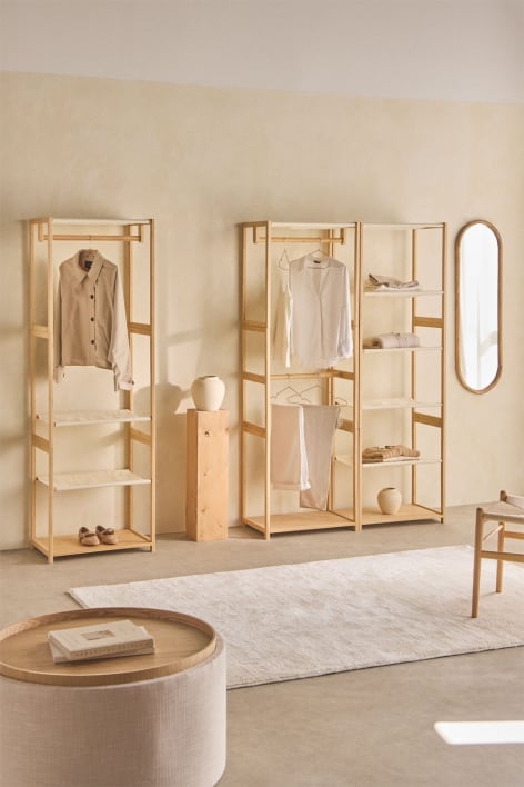 Deneb Bamboo 3-Piece Open Modular Wardrobe with Shelving and Clothes Rack