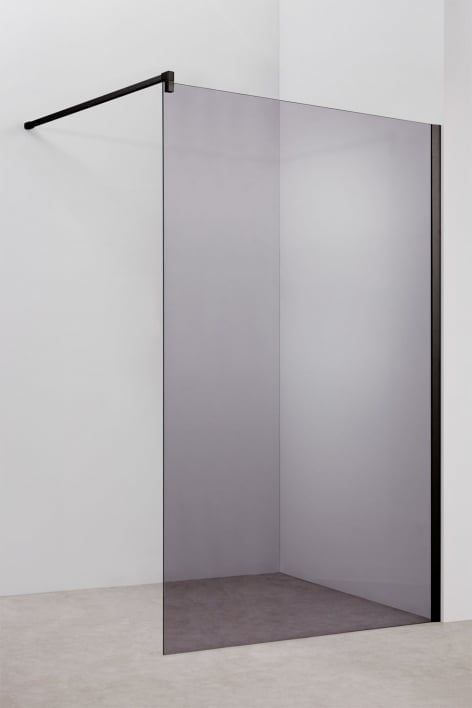 Fixed shower screen 120x195 cm, 8 mm smoked grey tempered glass and matt black Bristol aluminium