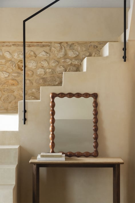 Rectangular wall mirror 60x80 cm in Tessaia mango wood