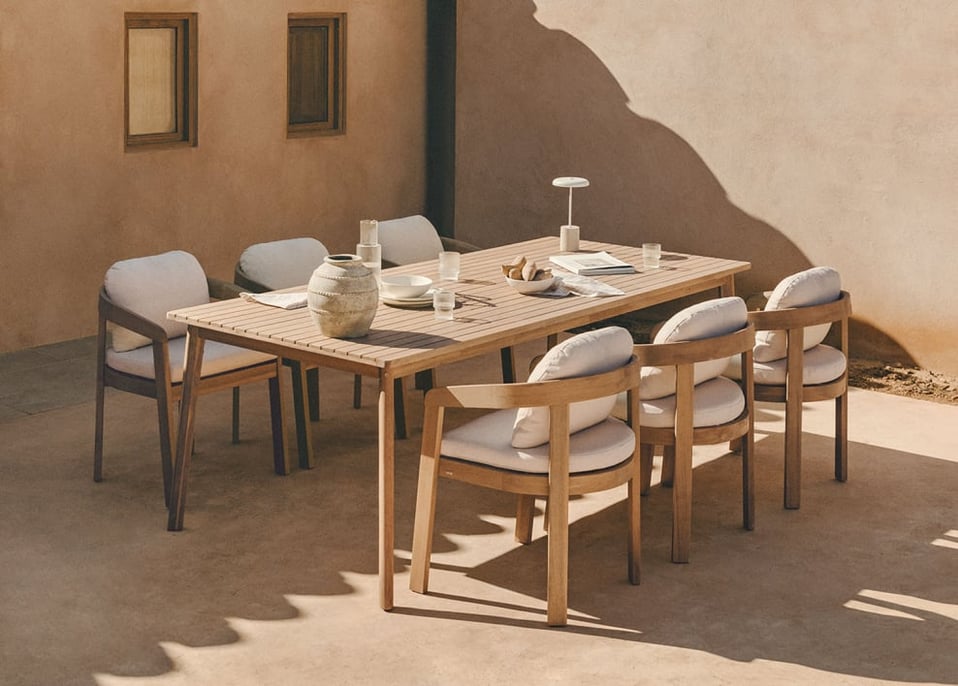 Rectangular Garden Table in Acacia Wood Kaela - Light Brown Acacia
