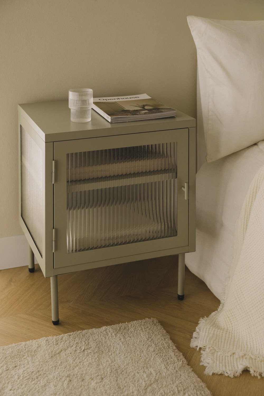 Paoline steel and glass bedside table, gallery image 1