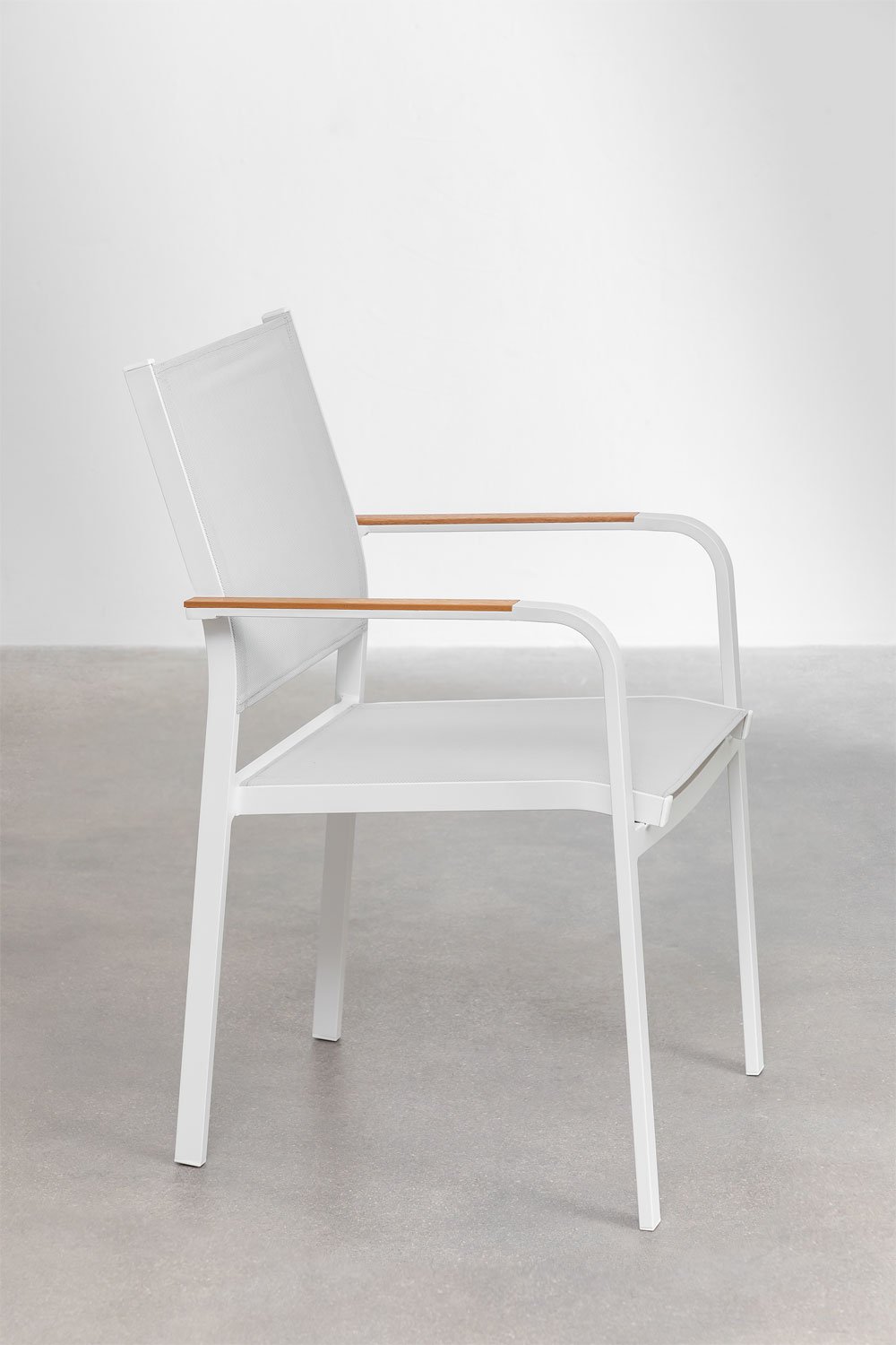 Set of rectangular table 90-180x90 cm extendable in Starmi aluminum and 4 stackable Archer aluminum garden chairs, gallery image 7