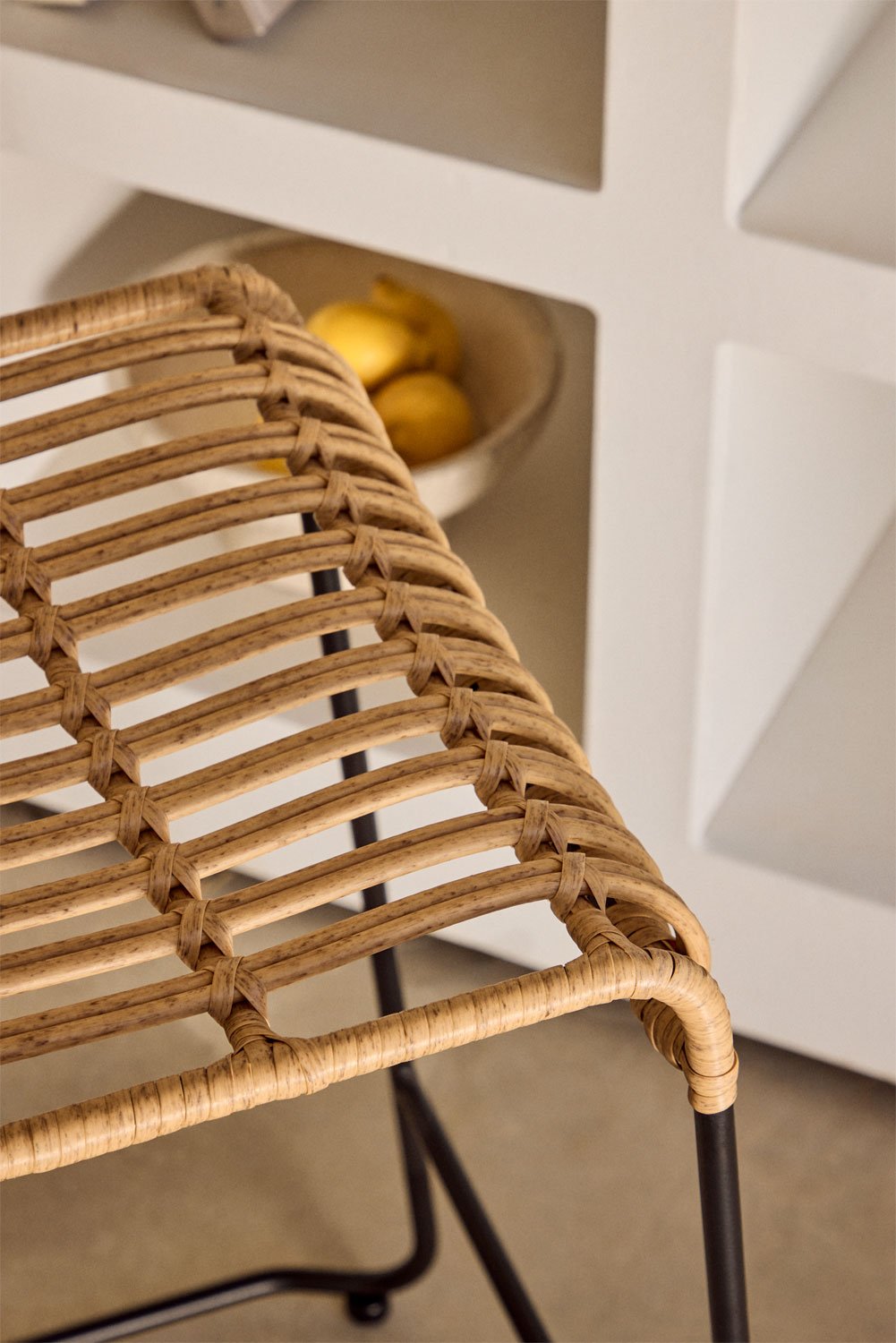 Pack of 2 Aroa synthetic rattan high garden stools, gallery image 2