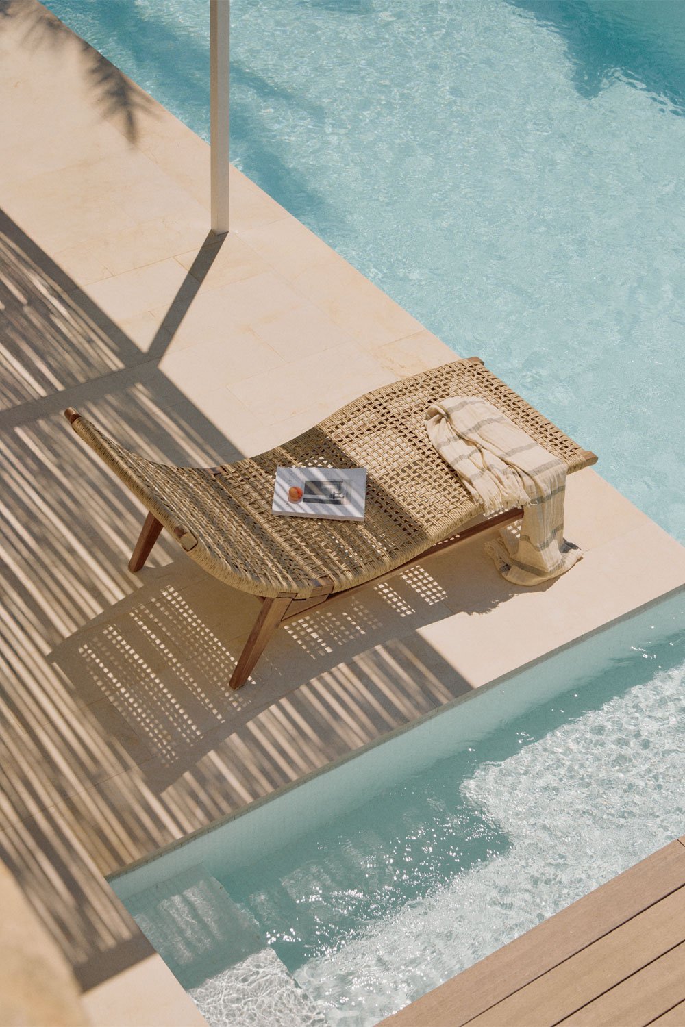 Pitea teak wood sun lounger, gallery image 1