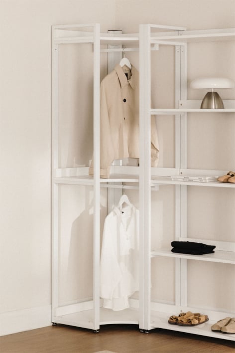 Ariaster open corner wardrobe in steel and MDF - White