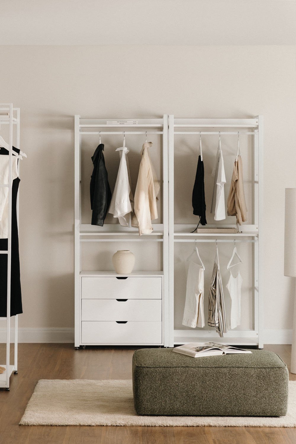 Open Modular Wardrobe 2-Piece with Steel and Wood Drawers Ariaster, gallery image 1
