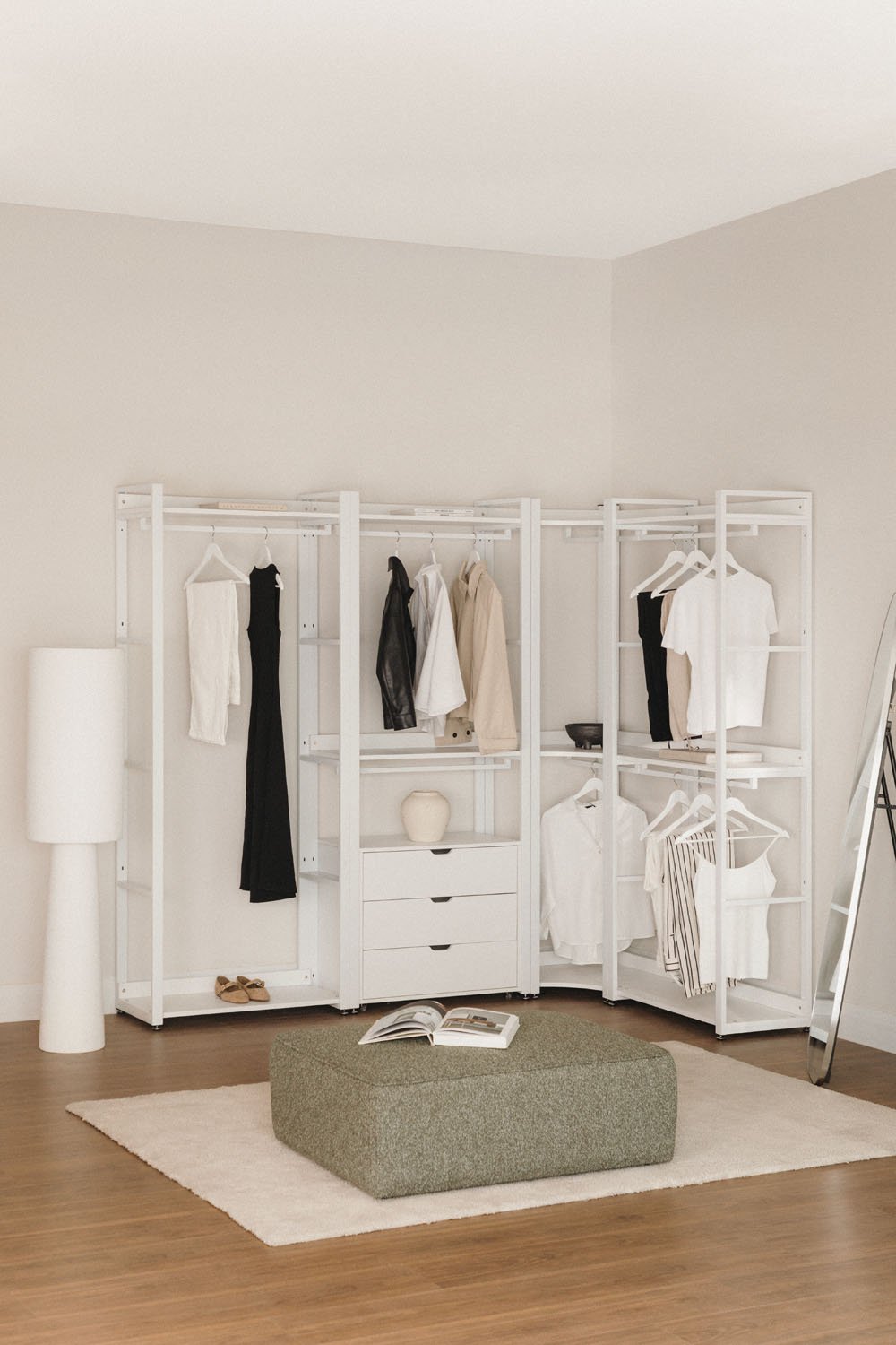 Open Corner Modular Wardrobe with 4 Pieces in Steel and Wood Ariaster, gallery image 1